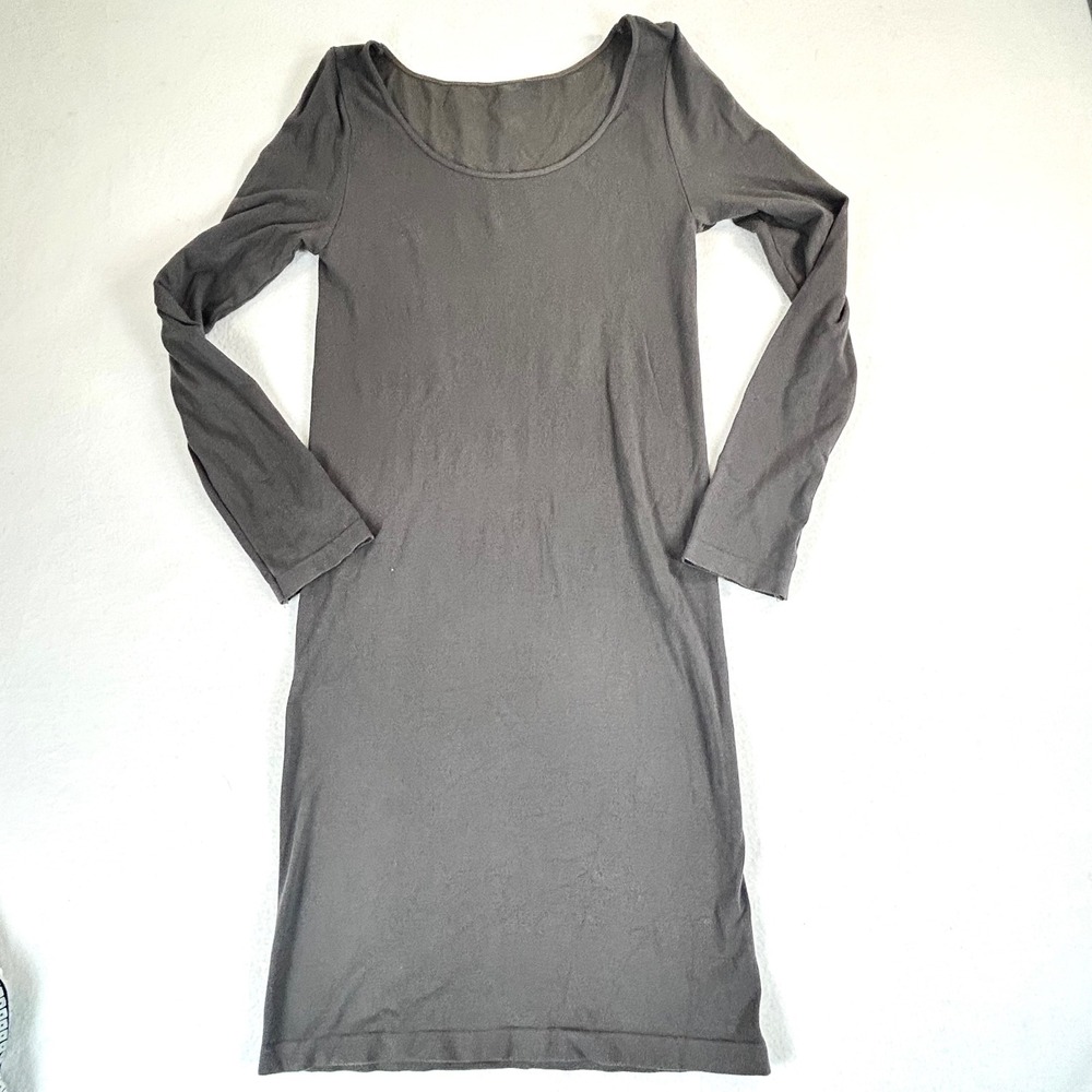 M. Rena Gray Seamless Long Sleeve Scoop Neck Slip Dress Style 52158 One Size USA